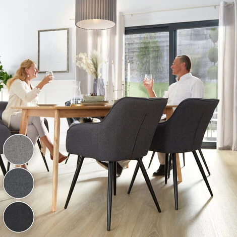 TECTAKE Chaise Marilyn Aspect Lin Noir - Noir 6 TECTAKE Chaise Marilyn Aspect Lin Noir - Noir – Image 4