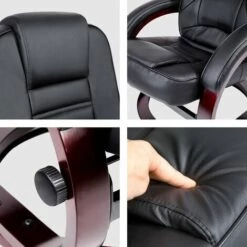 TECTAKE Fauteuil Relax Pied Rond - Fauteuil Avec Repose-pied, Fauteuil Barcante, Fauteuil A Bascule - Noir -TECTAKE Soldes 2022 66851567 5