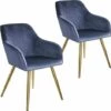 TECTAKE 2 Chaises MARILYN Effet Velours Style Scandinave - Chaise De Salle à Manger, Chaise De Cuisine, Chaise De Salon - Bleu/or -TECTAKE Soldes 2022 66851608 1