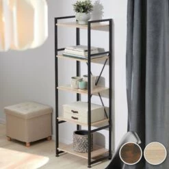 TECTAKE Etagère Bibliothèque MANCHESTER Style Industriel 47,5 X 34,5 X 151,5 Cm - Bibliothèque, Etagere Bois, Bibliothèque Meuble - Bois Clair Industriel, Chêne Sonoma -TECTAKE Soldes 2022 66851612 4