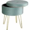 TECTAKE Tabouret Avec Coffre De Rangement Aspect Velours Transformable AVA - Tabouret Bas, Tabouret Rond, Tabouret Design - Turquoise -TECTAKE Soldes 2022 66851614 1