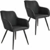 TECTAKE 2 Chaises Marilyn Aspect Lin Noir - Noir -TECTAKE Soldes 2022 66851627 1