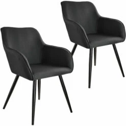 TECTAKE 2 Chaises Marilyn Aspect Lin Noir - Noir