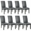 TECTAKE Lot De 8 Chaises Aspect Cuir - Lot De 8 Chaises Salle A Manger, Chaises De Cuisine, Chaises De Salon - Gris