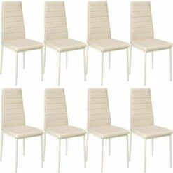 TECTAKE Lot De 8 Chaises Avec Surpiqûre - Lot De 8 Chaises Salle A Manger, Chaises De Cuisine, Chaises De Salon - Beige