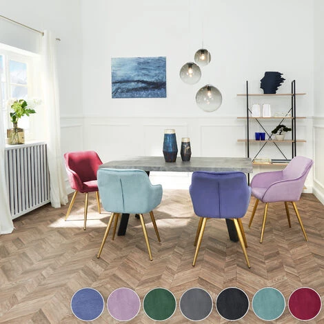 TECTAKE 8 Chaises MARILYN Effet Velours Style Scandinave - Chaise De Salle à Manger, Chaise De Cuisine, Chaise De Salon - Bleu/or 5 TECTAKE 8 Chaises MARILYN Effet Velours Style Scandinave - Chaise De Salle à Manger, Chaise De Cuisine, Chaise De Salon - Bleu/or – Image 3