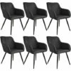 TECTAKE 6 Chaises Marilyn Aspect Lin Noir -TECTAKE Soldes 2022 66851659 1