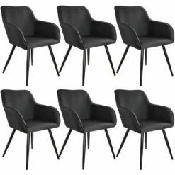TECTAKE 6 Chaises Marilyn Aspect Lin Noir