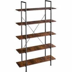 TECTAKE Etagère Bibliothèque GLASGOW Style Industriel 106 X 34,5 X 179,5 Cm - Bibliothèque, Etagere Bois, Bibliothèque Meuble - Bois Foncé Industriel