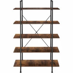 TECTAKE Etagère Bibliothèque GLASGOW Style Industriel 106 X 34,5 X 179,5 Cm - Bibliothèque, Etagere Bois, Bibliothèque Meuble - Bois Foncé Industriel -TECTAKE Soldes 2022 66851662 3