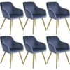 TECTAKE 6 Chaises MARILYN Effet Velours Style Scandinave - Chaise De Salle à Manger, Chaise De Cuisine, Chaise De Salon - Bleu/or -TECTAKE Soldes 2022 66851670 1