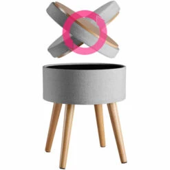TECTAKE Tabouret Avec Coffre De Rangement YARA Aspect Lin Transformable - Tabouret Bois, Tabouret Bas, Tabouret Scandinave - Gris Clair -TECTAKE Soldes 2022 66851877 3