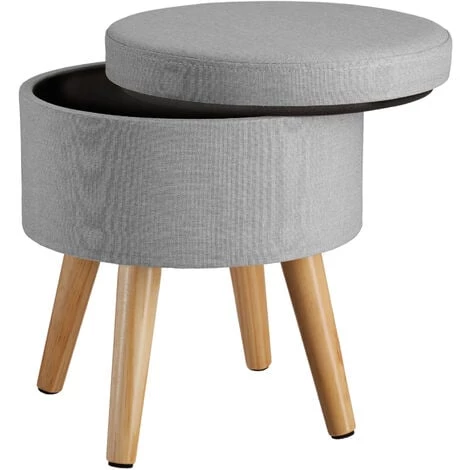 TECTAKE Tabouret Avec Coffre De Rangement Aspect Lin YUMI 150 Kg - Tabouret Bois, Tabouret Bas, Tabouret Scandinave - Gris Clair 3 TECTAKE Tabouret Avec Coffre De Rangement Aspect Lin YUMI 150 Kg - Tabouret Bois, Tabouret Bas, Tabouret Scandinave - Gris Clair