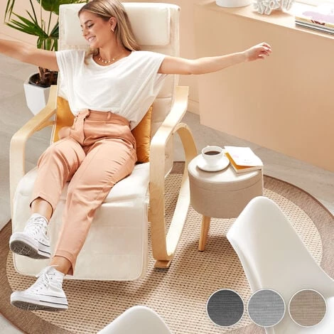 TECTAKE Tabouret Avec Coffre De Rangement Aspect Lin YUMI 150 Kg - Tabouret Bois, Tabouret Bas, Tabouret Scandinave - Gris Clair 4 TECTAKE Tabouret Avec Coffre De Rangement Aspect Lin YUMI 150 Kg - Tabouret Bois, Tabouret Bas, Tabouret Scandinave - Gris Clair – Image 2