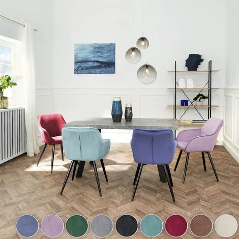 TECTAKE 6 Chaises MARILYN Design En Velours Style Scandinave - Chaise De Salle à Manger, Chaise De Cuisine, Chaise De Salon - Bordeaux/noir 6 TECTAKE 6 Chaises MARILYN Design En Velours Style Scandinave - Chaise De Salle à Manger, Chaise De Cuisine, Chaise De Salon - Bordeaux/noir – Image 4