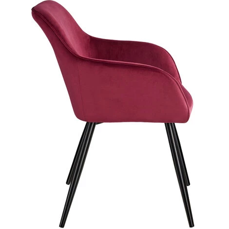 TECTAKE 6 Chaises MARILYN Design En Velours Style Scandinave - Chaise De Salle à Manger, Chaise De Cuisine, Chaise De Salon - Bordeaux/noir 7 TECTAKE 6 Chaises MARILYN Design En Velours Style Scandinave - Chaise De Salle à Manger, Chaise De Cuisine, Chaise De Salon - Bordeaux/noir – Image 5