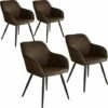 TECTAKE 4 Chaises Marilyn Tissu - Chaise, Chaise De Salle à Manger, Chaise De Salon - Brun Foncé-noir