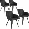 TECTAKE 4 Chaises Marilyn Aspect Lin Noir -TECTAKE Soldes 2022 66851904 1