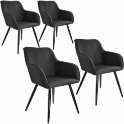 TECTAKE 4 Chaises Marilyn Aspect Lin Noir