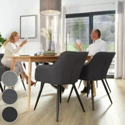 TECTAKE 4 Chaises Marilyn Aspect Lin Noir -TECTAKE Soldes 2022 66851904 4