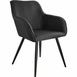 TECTAKE 4 Chaises Marilyn Aspect Lin Noir -TECTAKE Soldes 2022 66851904 5