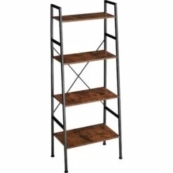 TECTAKE Etagère échelle LIVERPOOL Style Industriel 61,5 X 36,5 X 150 Cm - Bibliothèque, Etagere Bois, Bibliothèque Meuble - Bois Foncé Industriel
