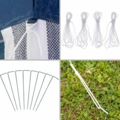 TECTAKE Tonnelle De Jardin Autoportante 3 M X 3 M Avec 3 Rideaux Amovibles Structure En Métal Bleu - Bleu -TECTAKE Soldes 2022 66851914 5