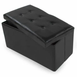 TECTAKE Pouf Coffre Tabouret De Rangement Pliable 80 Cm X 40 Cm X 40 Cm Noir - Noir -TECTAKE Soldes 2022 66851919 4