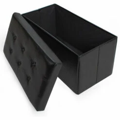 TECTAKE Pouf Coffre Tabouret De Rangement Pliable 80 Cm X 40 Cm X 40 Cm Noir - Noir -TECTAKE Soldes 2022 66851919 5