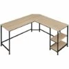 TECTAKE Bureau HAMILTON 138x138x75,5cm - Table D’ordinateur En L, Bureau D’angle, Table De Bureau - Bois Clair Industriel, Chêne Sonoma