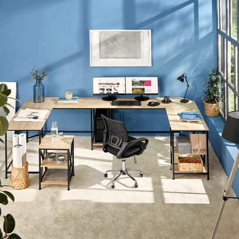 TECTAKE Bureau HAMILTON 138x138x75,5cm - Table D’ordinateur En L, Bureau D’angle, Table De Bureau - Bois Clair Industriel, Chêne Sonoma 5 TECTAKE Bureau HAMILTON 138x138x75,5cm - Table D’ordinateur En L, Bureau D’angle, Table De Bureau - Bois Clair Industriel, Chêne Sonoma – Image 3