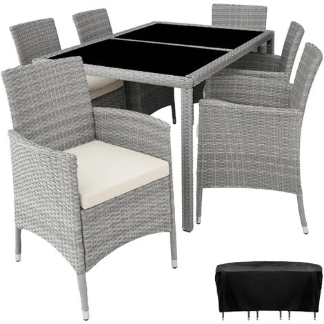 TECTAKE Salon De Jardin 6 Places Avec Housse De Protection - Mobilier De Jardin, Meuble De Jardin, Ensemble Table Et Chaises De Jardin - Gris Clair/crème 3 TECTAKE Salon De Jardin 6 Places Avec Housse De Protection - Mobilier De Jardin, Meuble De Jardin, Ensemble Table Et Chaises De Jardin - Gris Clair/crème