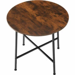 TECTAKE Table De Salle à Manger Industrielle Ronde Ennis 80x76cm - Table Ronde, Table De Salle à Manger, Table De Cuisine - Bois Foncé Industriel -TECTAKE Soldes 2022 66851946 3