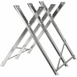 TECTAKE Chevalet à Bûches, Chevalet De Sciage, Chevalet De Tronçonnage Pliable - 3 Supports De Train - Argent