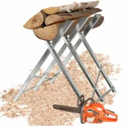 TECTAKE Chevalet à Bûches, Chevalet De Sciage, Chevalet De Tronçonnage Pliable - 3 Supports De Train - Argent -TECTAKE Soldes 2022 66851973 3