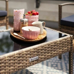 TECTAKE Salon De Jardin SPARTE - 2 Fauteuils, 1 Canapé, 1 Table En Résine Tressée Marron - Noir/marron -TECTAKE Soldes 2022 66851976 3