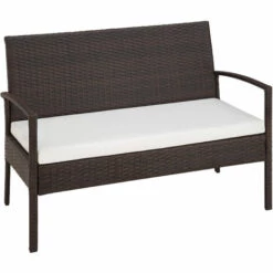 TECTAKE Salon De Jardin SPARTE - 2 Fauteuils, 1 Canapé, 1 Table En Résine Tressée Marron - Noir/marron -TECTAKE Soldes 2022 66851976 5