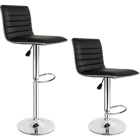 TECTAKE Lot De 2 Chaises De Bar Pied En Métal Pivotantes Et Réglables En Hauteur 60 Cm - 81 Cm Noir - Noir 3 TECTAKE Lot De 2 Chaises De Bar Pied En Métal Pivotantes Et Réglables En Hauteur 60 Cm - 81 Cm Noir - Noir