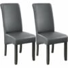 TECTAKE Lot De 2 Chaises Aspect Cuir - Lot De 2 Chaises Salle A Manger, Chaises De Cuisine, Chaises De Saon - Gris -TECTAKE Soldes 2022 66852013 1