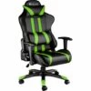 TECTAKE Chaise Gamer RACING SPORT Avec Coussins - Hauteur Réglable - Inclinable Pivotante Noir / Vert - Noir/vert