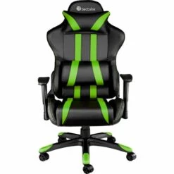 TECTAKE Chaise Gamer RACING SPORT Avec Coussins - Hauteur Réglable - Inclinable Pivotante Noir / Vert - Noir/vert -TECTAKE Soldes 2022 66852016 3