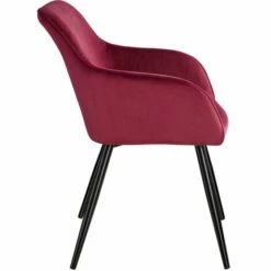 TECTAKE Chaise MARILYN Effet Velours Style Scandinave - Chaise De Salle à Manger, Chaise De Cuisine, Chaise De Salon - Bordeaux/noir -TECTAKE Soldes 2022 66852034 5