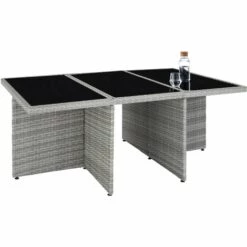 TECTAKE Salon De Jardin NEW YORK 10 Places Avec 2 Sets De Housses + Housse De Protection, Variante 2 - Mobilier De Jardin, Meuble De Jardin, Ensemble Table Et Chaises De Jardin - Gris Clair -TECTAKE Soldes 2022 66852052 4