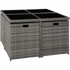 TECTAKE Salon De Jardin MANHATTAN 8 Places Avec 2 Sets De Housses + Housse De Protection, Variante 2 - Mobilier De Jardin, Meuble De Jardin, Ensemble Table Et Chaises De Jardin - Gris -TECTAKE Soldes 2022 66852088 3
