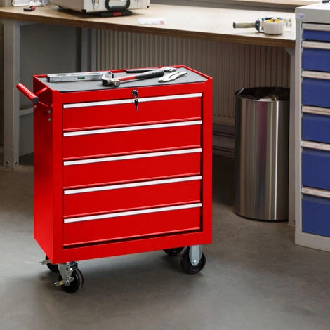 TECTAKE Servante D'Atelier à Outils 5 Tiroirs 69 Cm X 33 Cm X 79 Cm Rouge - Rouge 4 TECTAKE Servante D'Atelier à Outils 5 Tiroirs 69 Cm X 33 Cm X 79 Cm Rouge - Rouge – Image 2