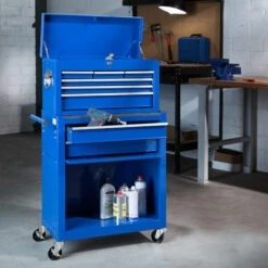 TECTAKE Servante D'Atelier + Caisse à Outils 69 Cm X 33 Cm X 110 Cm Bleu - Bleu -TECTAKE Soldes 2022 66852105 3