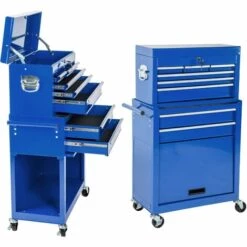 TECTAKE Servante D'Atelier + Caisse à Outils 69 Cm X 33 Cm X 110 Cm Bleu - Bleu -TECTAKE Soldes 2022 66852105 4