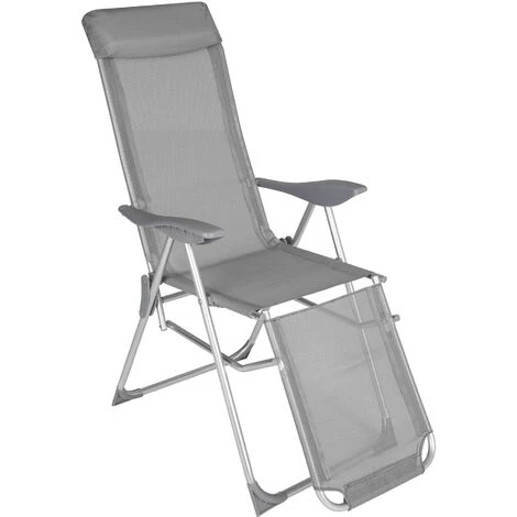 TECTAKE 2 Chaises Pliantes Longues De Jardin De Camping Réglables Sur 5 Positions En Aluminium Gris - Gris 4 TECTAKE 2 Chaises Pliantes Longues De Jardin De Camping Réglables Sur 5 Positions En Aluminium Gris - Gris – Image 2