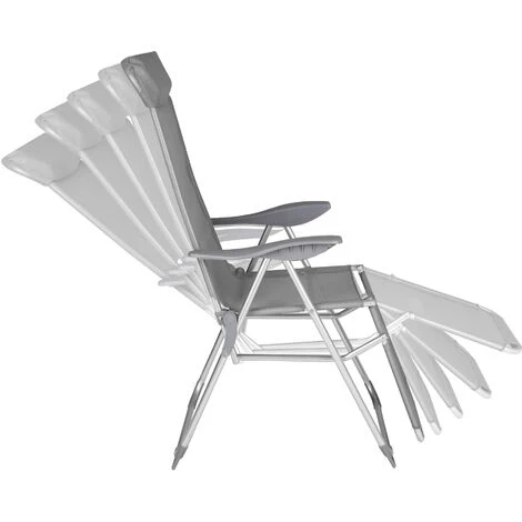 TECTAKE 2 Chaises Pliantes Longues De Jardin De Camping Réglables Sur 5 Positions En Aluminium Gris - Gris 5 TECTAKE 2 Chaises Pliantes Longues De Jardin De Camping Réglables Sur 5 Positions En Aluminium Gris - Gris – Image 3