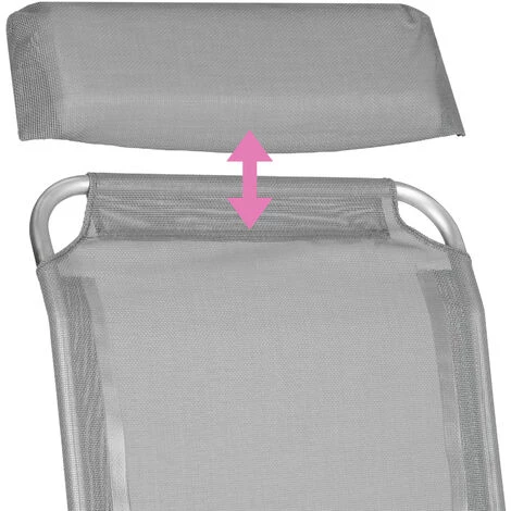 TECTAKE 2 Chaises Pliantes Longues De Jardin De Camping Réglables Sur 5 Positions En Aluminium Gris - Gris 7 TECTAKE 2 Chaises Pliantes Longues De Jardin De Camping Réglables Sur 5 Positions En Aluminium Gris - Gris – Image 5